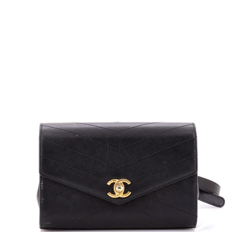Chanel Coco Chevron Waist Bag Stitched Calfskin