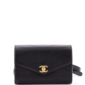 Chanel Coco Chevron Waist Bag Stitched Calfskin
