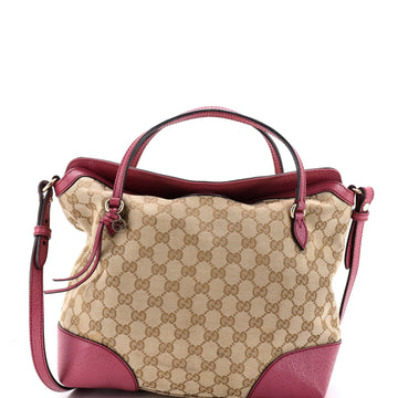 Gucci Bree Convertible Top Handle Bag GG Canvas with Leather Medium