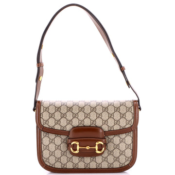 Gucci Horsebit 1955 Shoulder Bag GG Coated Canvas with Leather Small