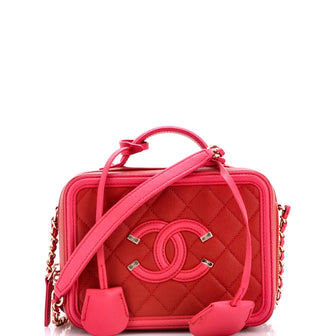 Chanel Filigree Vanity Case Quilted Caviar Small