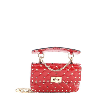 Valentino Garavani Rockstud Spike Flap Bag Quilted Patent Small