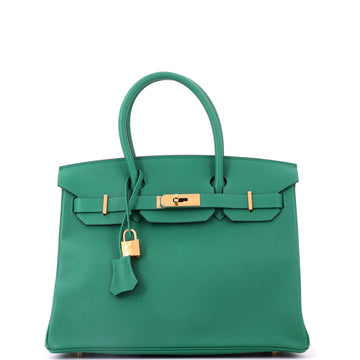 Hermes Birkin Handbag Vert Vertigo Epsom with Gold Hardware 30