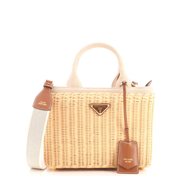 Prada Basket Bag Wicker with Canapa Small