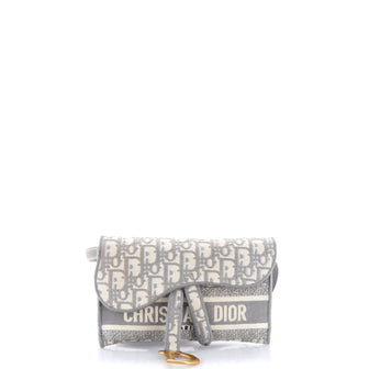 Christian Dior Saddle Slim Belt Pouch Logo Embroidered Oblique Canvas