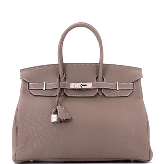 Hermes Birkin Handbag Etoupe Togo with Palladium Hardware 35