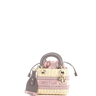 Christian Dior Lady Dior Bag Wicker and Oblique Canvas Mini