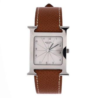 Hermes Heure H Quartz Watch Stainless Steel and Leather 28