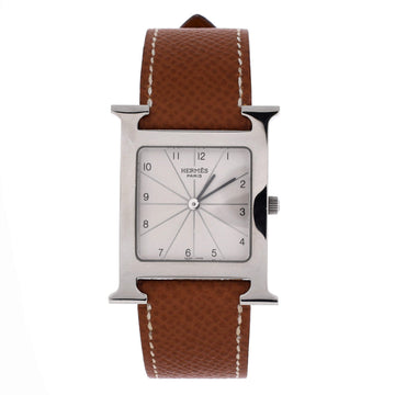 Hermes Heure H Quartz Watch Stainless Steel and Leather 28