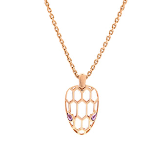 Bvlgari Serpenti Seduttori Pendant Necklace 18K Rose Gold with Amethyst