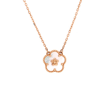 Van Cleef & Arpels Lucky Spring Plum Blossom Pendant Necklace 18K Rose Gold and Mother of Pearl