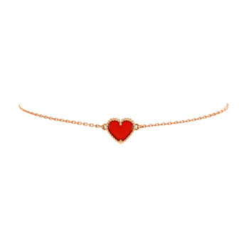 Van Cleef & Arpels Sweet Alhambra Heart Bracelet 18K Rose Gold with Carnelian