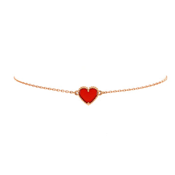 Van Cleef & Arpels Sweet Alhambra Heart Bracelet 18K Rose Gold with Carnelian