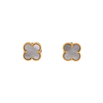Van Cleef & Arpels Sweet Alhambra Stud Earrings 18K Yellow Gold and Mother of Pearl