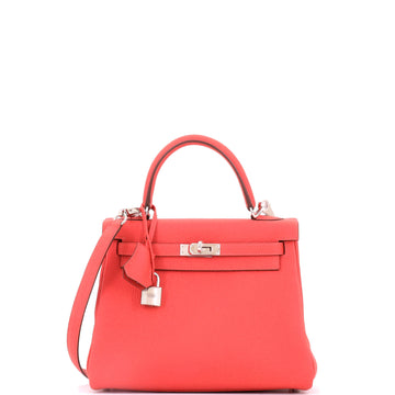 Hermes Kelly Handbag Rouge Venetian Togo with Palladium Hardware 25