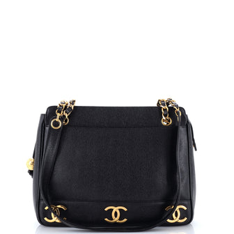 Chanel Vintage Metal CC Shoulder Bag Caviar Small