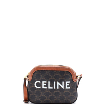 Celine Logo Camera Bag Triomphe Coated Canvas Small