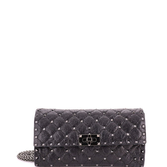 Valentino Garavani Rockstud Spike Wallet on Chain Quilted Leather Small