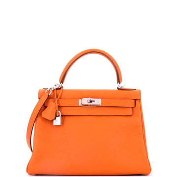 Hermes Kelly Handbag Potiron Clemence with Palladium Hardware 28