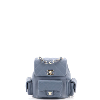 Chanel Duma Multipocket Drawstring Backpack Quilted Caviar Mini