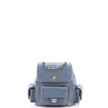 Chanel Duma Multipocket Drawstring Backpack Quilted Caviar Mini