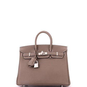 Hermes Birkin Handbag Etoupe Togo with Palladium Hardware 25