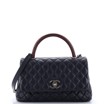 Chanel Coco Top Handle Bag Quilted Caviar with Lizard Medium