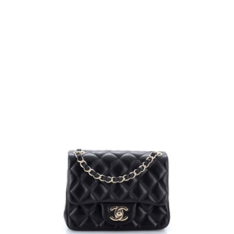Chanel Square Classic Single Flap Bag Quilted Lambskin Mini