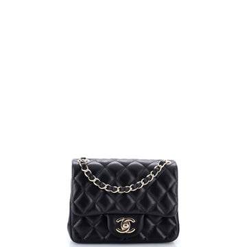 Chanel Square Classic Single Flap Bag Quilted Lambskin Mini