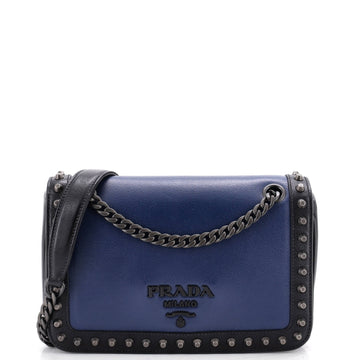 Prada Chain Flap Bag Studded Glace Calf Small