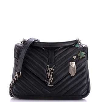 Saint Laurent Classic Monogram College Bag Matelasse Chevron Leather Medium