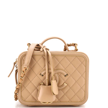 Chanel Filigree Vanity Case Quilted Caviar Medium