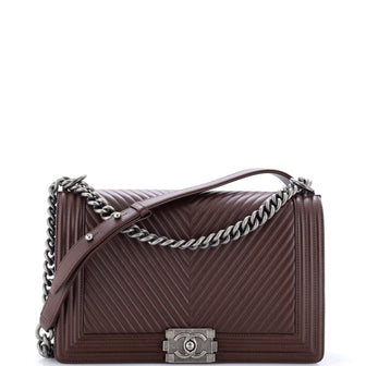 Chanel Boy Flap Bag Chevron Lambskin New Medium