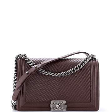 Chanel Boy Flap Bag Chevron Lambskin New Medium