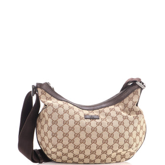 Gucci Saddle Zip Messenger Bag GG Canvas with Leather Medium