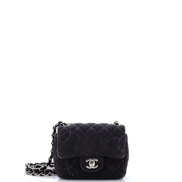 Chanel Square Classic Single Flap Bag Quilted CC Printed Denim Mini