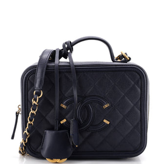 Chanel Filigree Vanity Case Quilted Caviar Medium