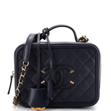 Chanel Filigree Vanity Case Quilted Caviar Medium