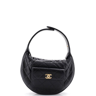 Chanel Polly Pocket Pouch Hobo Quilted Caviar Mini