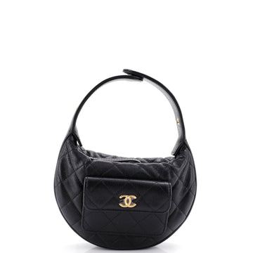 Chanel Polly Pocket Pouch Hobo Quilted Caviar Mini