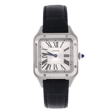 Cartier Santos Dumont Quartz Watch Stainless Steel and Alligator 27