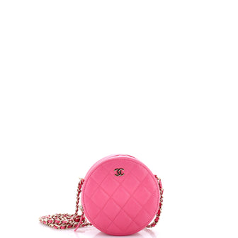 Chanel Round Clutch with Chain Quilted Caviar Mini