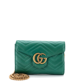 Gucci GG Marmont Chain Wallet Matelasse Leather Mini