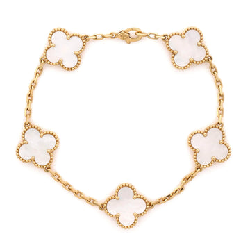 Van Cleef & Arpels Vintage Alhambra 5 Motifs Bracelet 18K Yellow Gold and Mother of Pearl