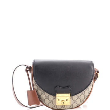 Gucci Padlock Saddle Shoulder Bag GG Coated Canvas and Leather Small