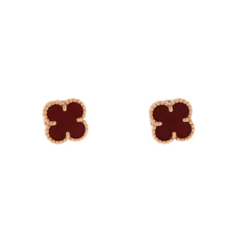 Van Cleef & Arpels Sweet Alhambra Stud Earrings 18K Rose Gold and Carnelian