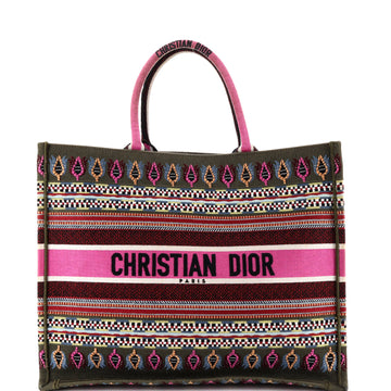 Christian Dior Book Tote Embroidered Canvas Large