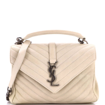 Saint Laurent Classic Monogram College Bag Matelasse Chevron Leather Medium