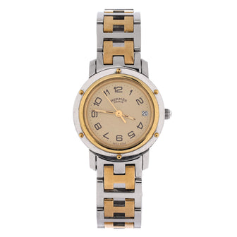 Hermes Clipper Quartz Watch Stainless Steel with Plated Metal 24