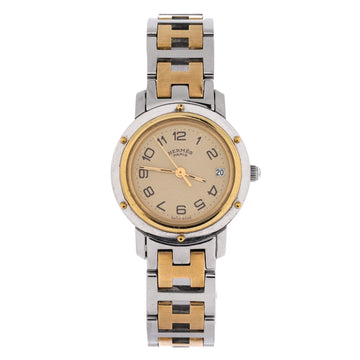 Hermes Clipper Quartz Watch Stainless Steel with Plated Metal 24